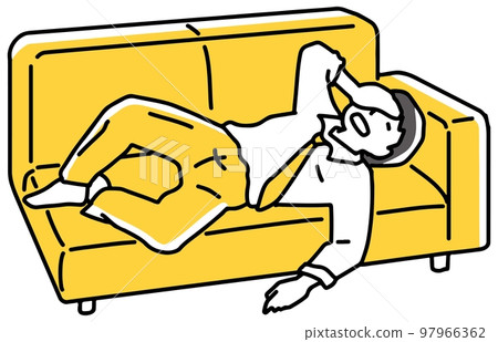 躺在沙發上的上班族 97966362