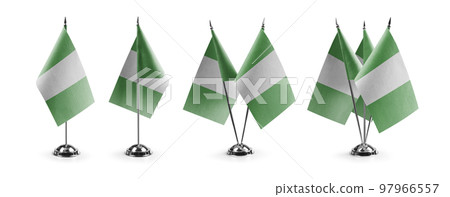 Small national flags of the Nigeria on a white background Small national flags of the Nigeria on a white background 97966557