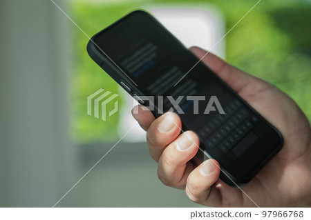 Man sending text message and sms with smartphone Communication Text Message Using Mobile Phone Online chat chatting Man sending text message and sms with smartphone Communication Text Message Using Mobile Phone Online chat chatting 97966768