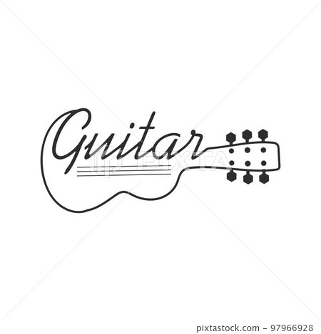 Simple guitar instrument logo design inspiration, Guitar Shop Logo Vector Illustration Stock. Rock music festival logo 97966928