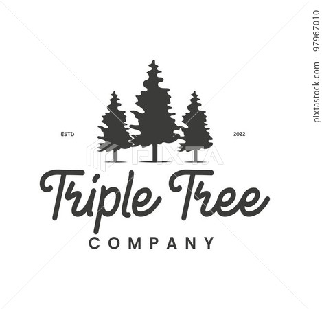Vintage wilderness three trees pine forest logo retro style outdoor adventure emblem, badge, design element, logotype template. vector illustration 97967010