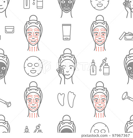 Skin care routine pattern seamless fase roller Skin care routine pattern seamless fase roller 97967367