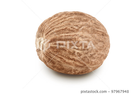 nutmeg isolated on white background with full depth of field 97967948