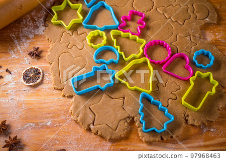 Dough and cookie cutters. Dough and cookie cutters. 97968463