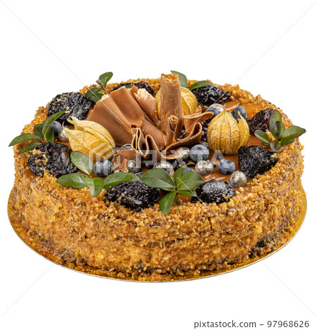 Festive cake with nuts and salted caramel 97968626