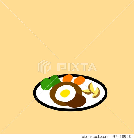 Fried eggs hamburger steak Fried eggs hamburger steak 97968908