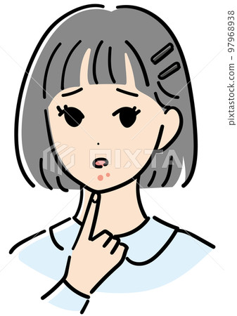 Girl suffering from chin acne 97968938