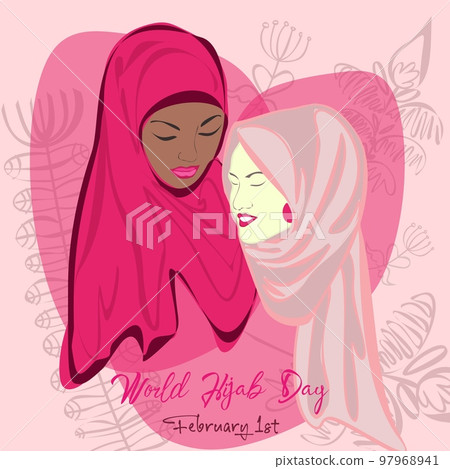 World Hijab day on february 1 international day celebration and greeting design. 97968941