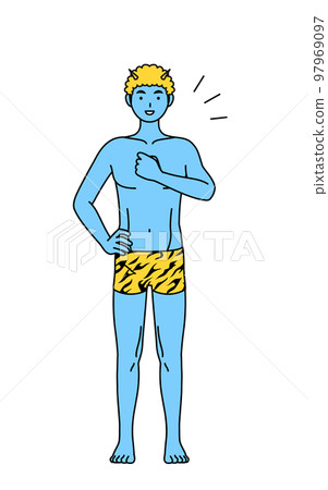 穿虎紋褲打胸的藍魔男傳統活動節文 97969097