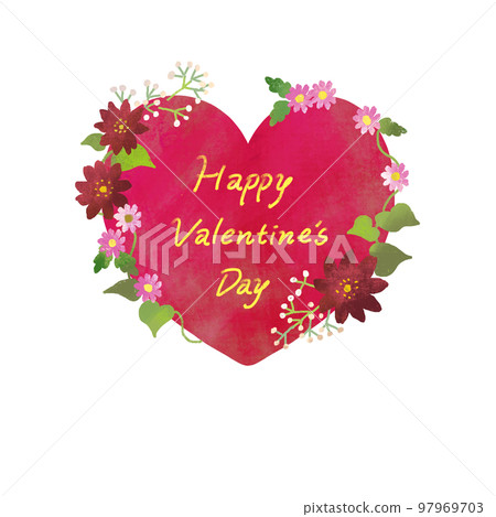 Valentine heart and flower frame Valentine heart and flower frame 97969703