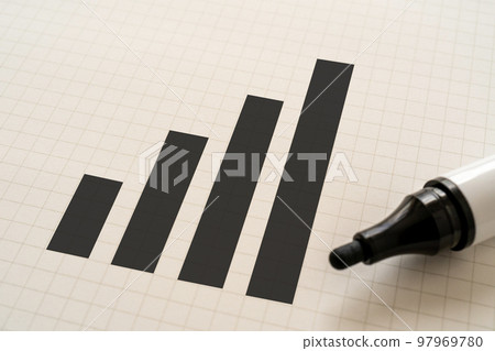 A piece of paper with a bar graph and a marker 97969780