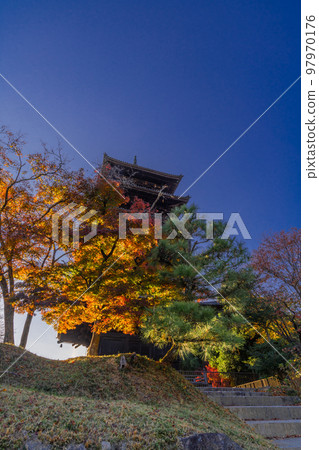 # Kibiji # Bicchu Bunji Temple Five-storied Pagoda # Bicchu Bunji Temple # Five-storied Pagoda # Japan # Okayama Prefecture # Soja City # Autumn 97970176