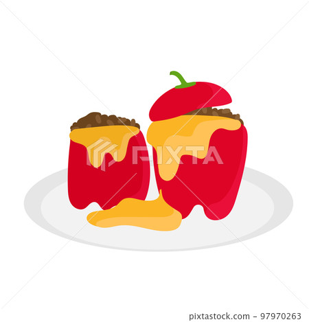 Rocoto relleno. Peruvian version of stuffed peppers. Traditional cuisine Rocoto relleno. Peruvian version of stuffed peppers. Traditional cuisine 97970263