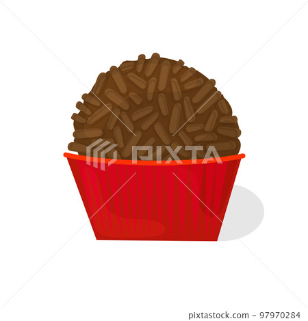 Traditional Brazilian Brigadeiro Vector. Cute brigadier. Chocolate candy Traditional Brazilian Brigadeiro Vector. Cute brigadier. Chocolate candy 97970284