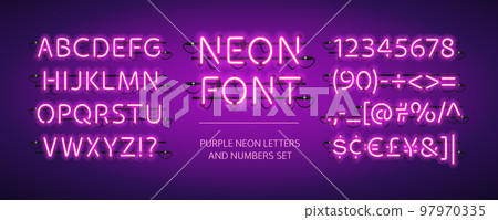 Purple Glowing Neon Font 97970335