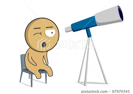 Man looking at the stars through a telescope   97970345