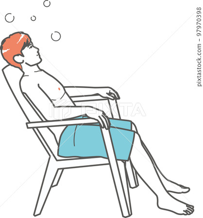 A man relaxing in a sauna facility 97970398