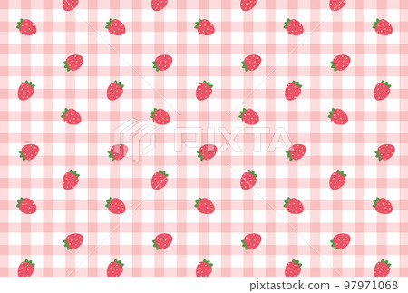 Strawberry and gingham check seamless pattern 97971068