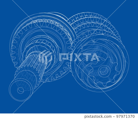 Gearbox sketch. Vector 97971370