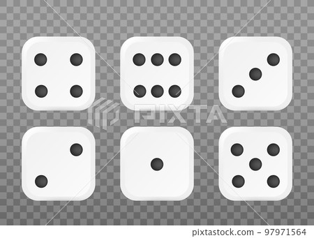 Game dice cubes 3d templates set vector illustration isolated on transparent. 97971564