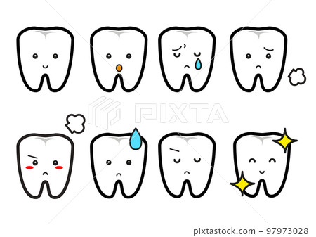 Cute tooth expression set Cute tooth expression set 97973028