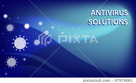 Blue banner, background, virus flying with energy Blue banner, background, virus flying with energy 97974061