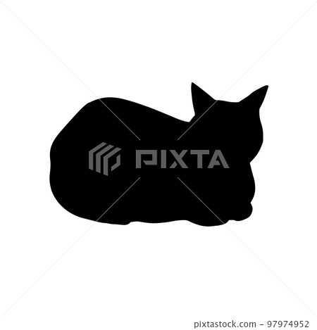 Silhouette illustration of a sitting cat 97974952
