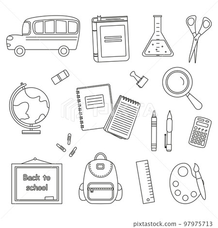 Set of black and white school elements_03 Set of black and white school elements_03 97975713