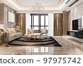 3d rendering luxury and modern living room with leather sofa and lamp 97975742