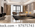 3d rendering luxury and modern living room with leather sofa and lamp 97975743