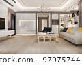 3d rendering luxury and modern living room with leather sofa and lamp 97975744