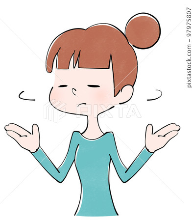 一個閉上眼睛搖頭的女人的插圖 一個閉上眼睛搖頭的女人的插圖 97975807