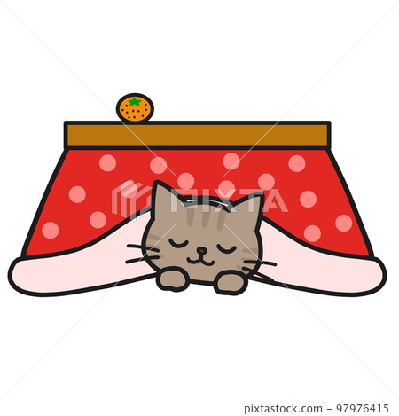 Kijitora cat sleeping under the kotatsu - Stock Illustration [97976415 ...