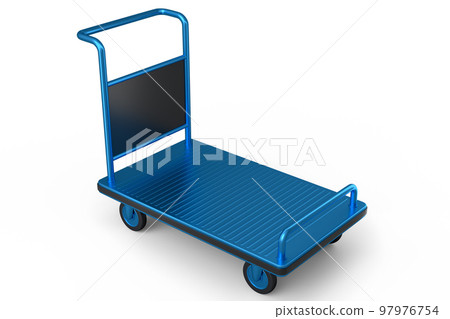 Airport luggage cart or baggage trolley side on white background Airport luggage cart or baggage trolley side on white background 97976754