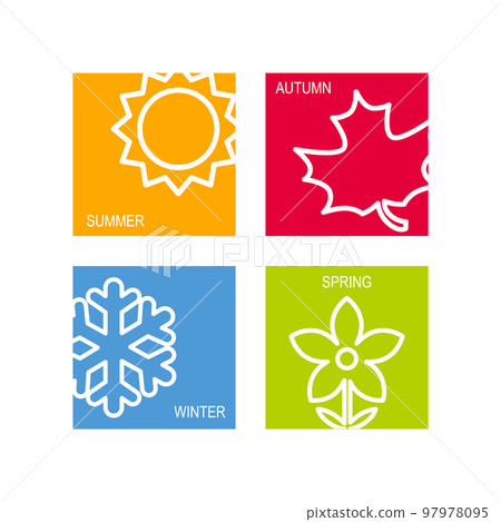 Four seasons badge icon vector illustration. Weather forecast. 97978095