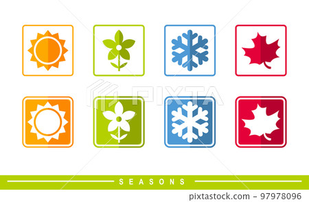 Four seasons badge icon vector illustration. Weather forecast. Four seasons badge icon vector illustration. Weather forecast. 97978096