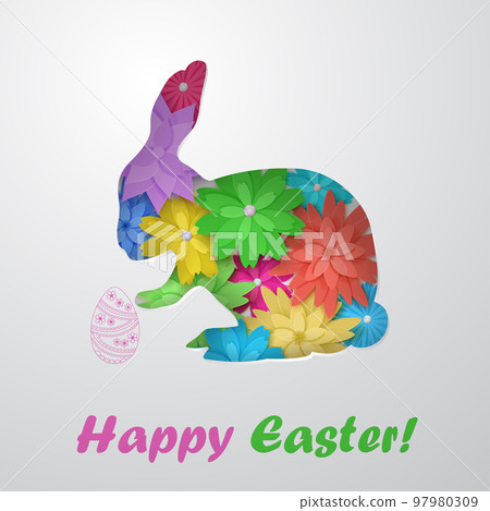 Easter hare of flowers with egg 97980309