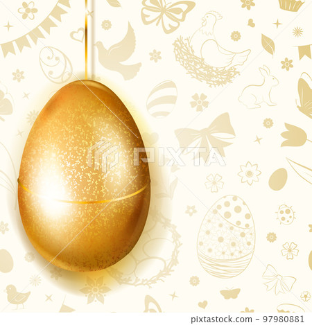 Hanging golden Easter egg Hanging golden Easter egg 97980881