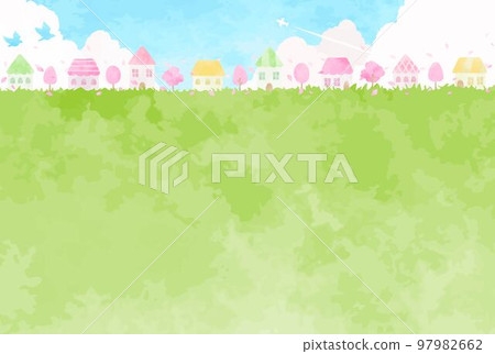 Hand drawn spring cityscape illustration 97982662