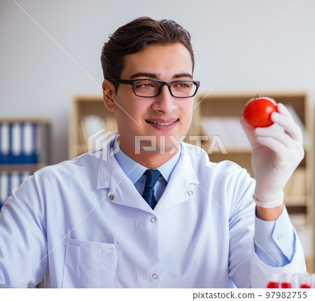 Scientist working on organic fruits and vegetables 97982755