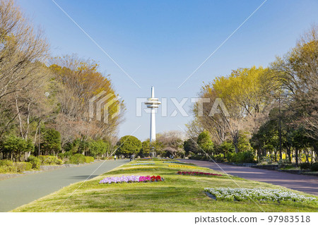 Tokorozawa Aviation Memorial Park Landscape with broadcasting tower Tokorozawa Aviation Memorial Park Landscape with broadcasting tower 97983518