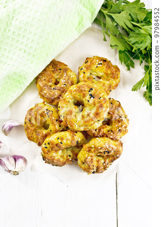 Bagels curd and cheese on light board top Bagels curd and cheese on light board top 97984552