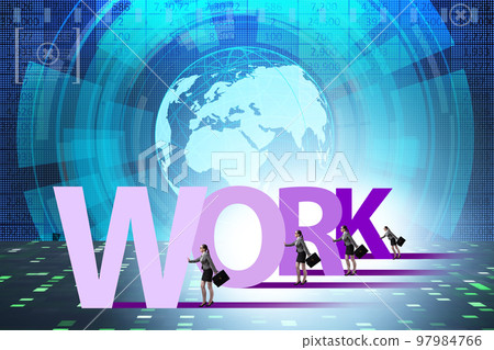 Concept of hard work with businesswoman Concept of hard work with businesswoman 97984766