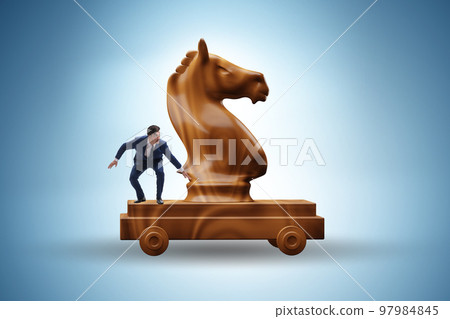 Businessman and trojan horse in trap concept 97984845