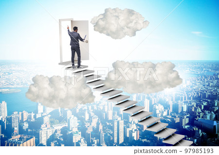 Concept of stairs leading upstairs 97985193