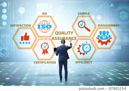 Businessman in quality assurance concept Businessman in quality assurance concept 97985254