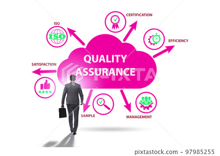 Businessman in quality assurance concept 97985255