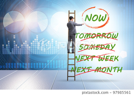 Concept of procrastination with now or later Concept of procrastination with now or later 97985561