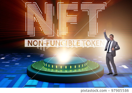 Businessman in NFT non fungible concept 97985586