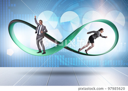 Business people running on the endless loop 97985620
